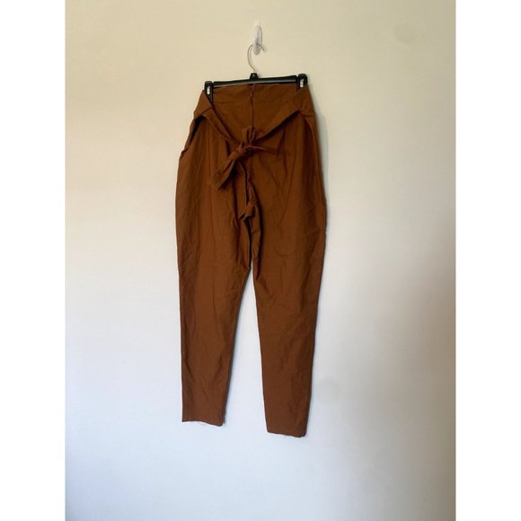 🍂 3/$15 - FashionNova Orange Brown Paperbag Waist Skinny Leg Trouser Pants - Picture 4 of 6